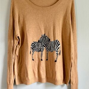 Madewell Tan Zebra Crew Neck Sweater‎